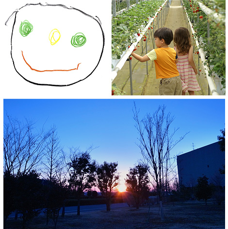 子どもと朝日